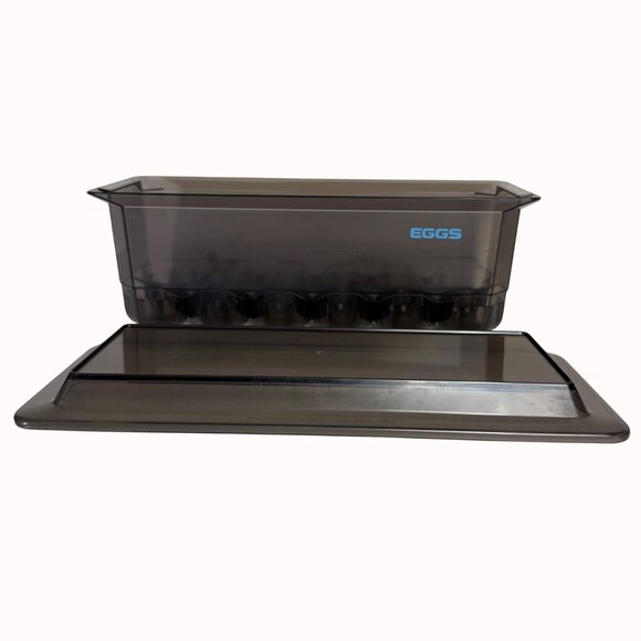 Refrigerator Egg Storage Container With Lid Brown Plastic Stackable Holder Tray - Picture 2 of 16